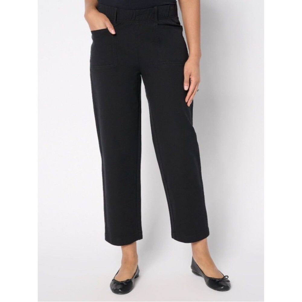 AnyBody Tall All-Stretch Twill Straight Leg Ankle Pants Size S Tall Black